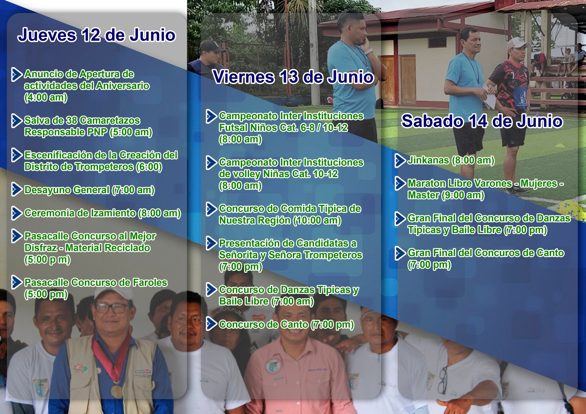 Presentación del Tríptico de Actividades por el 38° Aniversario del Distrito de Trompeteros