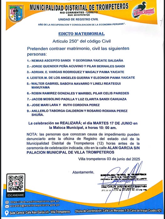 ? EDICTO MATRIMONIAL ?